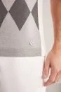 Argyle Desenli Gri-Beyaz Giza Pamuk Triko T-Shirt - Thumbnail