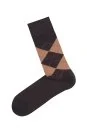 Baklava Desenli Kahverengi Pamuk Çorap - Thumbnail