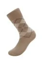 Baklava Desenli Kum Rengi Pamuk İkili Çorap Seti - Thumbnail