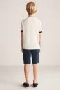 Argyle Desenli Mavi-Beyaz Giza Pamuk Çocuk Triko T-Shirt - Thumbnail