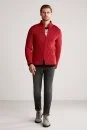 Baklava Desenli Merino Yün Activewear Kırmızı Triko Mont - Thumbnail
