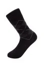 Baklava Desenli Siyah Pamuk İkili Çorap Seti - Thumbnail