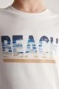 Beach Baskılı Beyaz Pima Pamuk Çocuk T-Shirt - Thumbnail