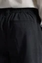 Belden Bağcıklı Koyu Mavi Pileli Yün Chino Jogger Pantolon - Thumbnail