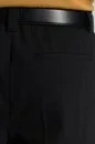 Belden Bağcıklı Siyah Pileli Yün Chino Jogger Pantolon - Thumbnail
