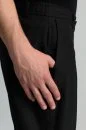 Beli Bağcıklı Siyah Yün Chino Jogger Pantolon - Thumbnail