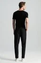 Beli Bağcıklı Siyah Yün Chino Jogger Pantolon - Thumbnail