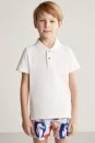 Beyaz Havlu Kumaş Polo Yaka Çocuk T-Shirt - Thumbnail