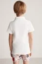 Beyaz Havlu Kumaş Polo Yaka Çocuk T-Shirt - Thumbnail