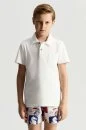 Beyaz Havlu Kumaş Polo Yaka Çocuk T-Shirt
