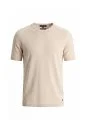 Bisiklet Yaka Bej Giza Pamuk Triko T-Shirt