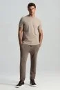 Bisiklet Yaka Bej Merserize Pamuk T-Shirt - Thumbnail