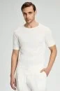 Bisiklet Yaka Beyaz Giza Pamuk Triko T-Shirt