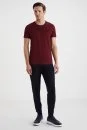 Bisiklet Yaka Bordo Basic T-Shirt - Thumbnail