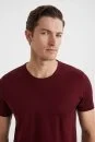 Bisiklet Yaka Bordo Basic T-Shirt - Thumbnail