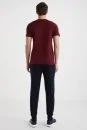 Bisiklet Yaka Bordo Basic T-Shirt - Thumbnail