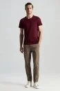Bisiklet Yaka Bordo Basic T-Shirt - Thumbnail