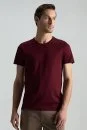 Bisiklet Yaka Bordo Basic T-Shirt - Thumbnail