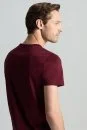 Bisiklet Yaka Bordo Basic T-Shirt - Thumbnail
