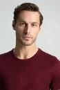 Bisiklet Yaka Bordo Basic T-Shirt - Thumbnail