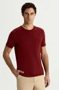 Bisiklet Yaka Bordo Giza Pamuk Triko T-Shirt