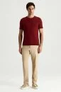 Bisiklet Yaka Bordo Giza Pamuk Triko T-Shirt