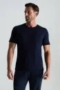 Bisiklet Yaka Lacivert Giza Pamuk Triko T-Shirt - Thumbnail