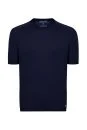 Bisiklet Yaka Lacivert Giza Pamuk Triko T-Shirt - Thumbnail