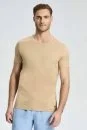 Bisiklet Yaka Kum Rengi T-Shirt - Thumbnail