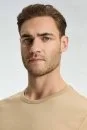 Bisiklet Yaka Kum Rengi T-Shirt - Thumbnail