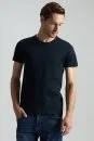 Bisiklet Yaka Lacivert Basic T-Shirt - Thumbnail