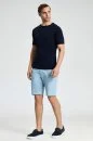 Bisiklet Yaka Lacivert Giza Pamuk Triko T-Shirt
