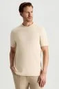 Bisiklet Yaka Rahat Kesim Saf Pamuk Bej T-Shirt