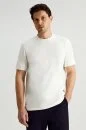 Bisiklet Yaka Rahat Kesim Saf Pamuk Beyaz T-Shirt