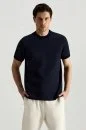 Bisiklet Yaka Rahat Kesim Saf Pamuk Lacivert T-Shirt