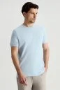 Bisiklet Yaka Rahat Kesim Saf Pamuk Mavi T-Shirt