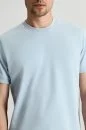 Bisiklet Yaka Rahat Kesim Saf Pamuk Mavi T-Shirt