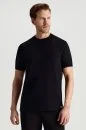 Bisiklet Yaka Rahat Kesim Saf Pamuk Siyah T-Shirt