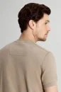 Bisiklet Yaka Rahat Kesim Saf Pamuk Vizon Rengi T-Shirt