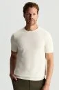 Bisiklet Yaka Saf Pamuk Beyaz Triko T-Shirt