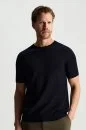 Bisiklet Yaka Saf Pamuk Lacivert Triko T-Shirt