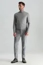 Açık Gri Boğazlı Slim Fit Merino Yün Triko - Thumbnail