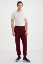 Bordo Merino Yün Activewear Triko Pantolon - Thumbnail