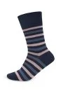 Çizgi Desenli Lacivert Yazlık Pamuk Çorap - Thumbnail