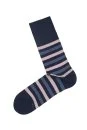 Çizgi Desenli Lacivert Yazlık Pamuk Çorap - Thumbnail