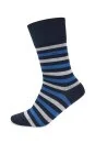 Çizgili Lacivert Yazlık Pamuk Çorap - Thumbnail