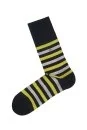 Çizgili Siyah Yazlık Pamuk Çorap - Thumbnail