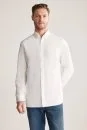 Düğmeli Yaka Saf Pamuk Beyaz Gömlek - Thumbnail