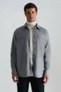 Ekru Boğazlı Slim Fit Merino Yün Triko - Thumbnail