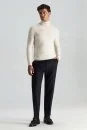 Ekru Boğazlı Slim Fit Merino Yün Triko - Thumbnail